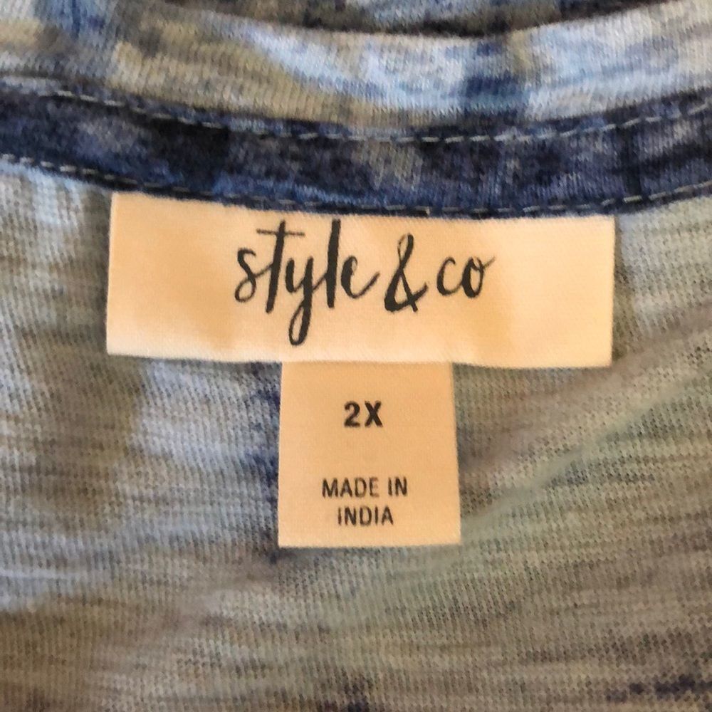 Style & Co Blue Tie Dye Plus Sized Tee Shirt 2X - Picture 11 of 12